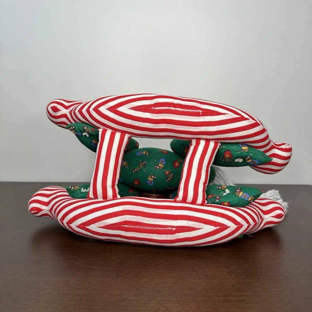 Handmade Rocking Horse Plush Christmas Holiday Quilted Patchwork Grannycore Red